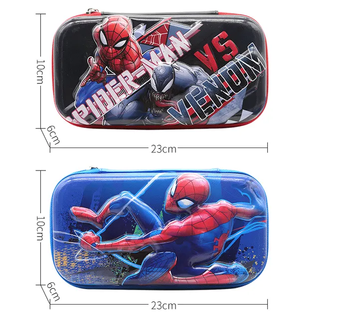 防水3D立體大容量鉛筆盒-卡通人物三代蜘蛛人-藍色 (23x10x6cm)