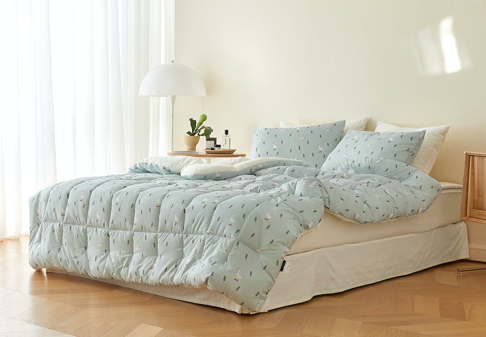 韓國 Maatila - 可水洗超細纖維桃皮感棉被(冬被)-藍色鴨鴨