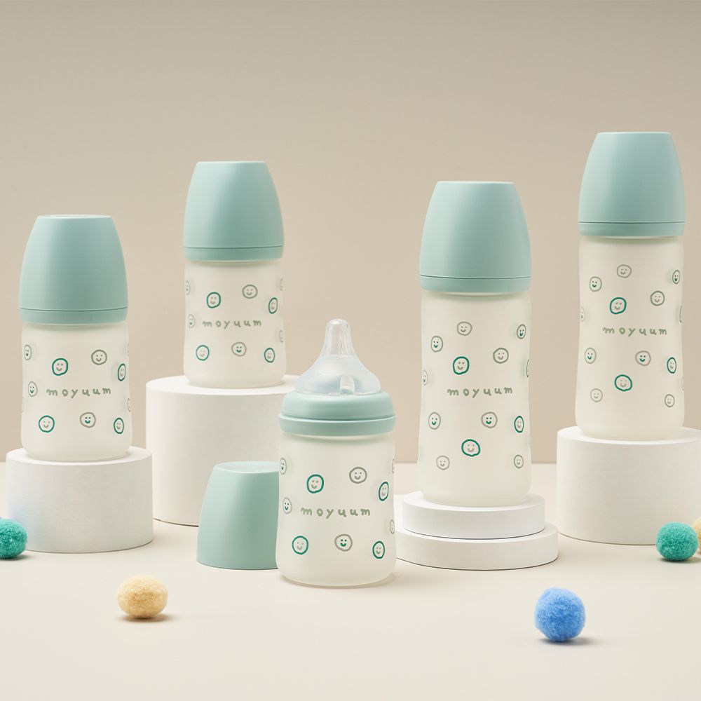 寬口矽膠玻璃奶瓶-微笑泡泡-150ml(0m+)