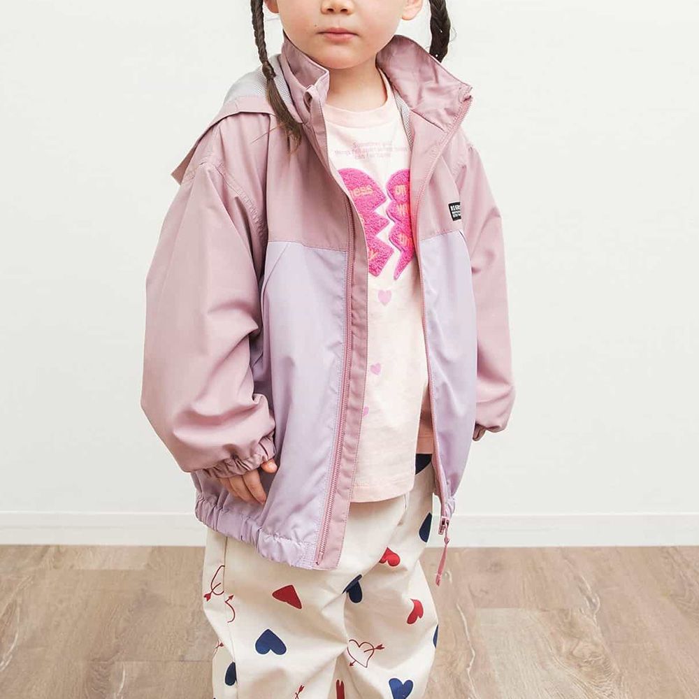 防潑水 輕盈經典連帽風衣外套-雙色粉紅