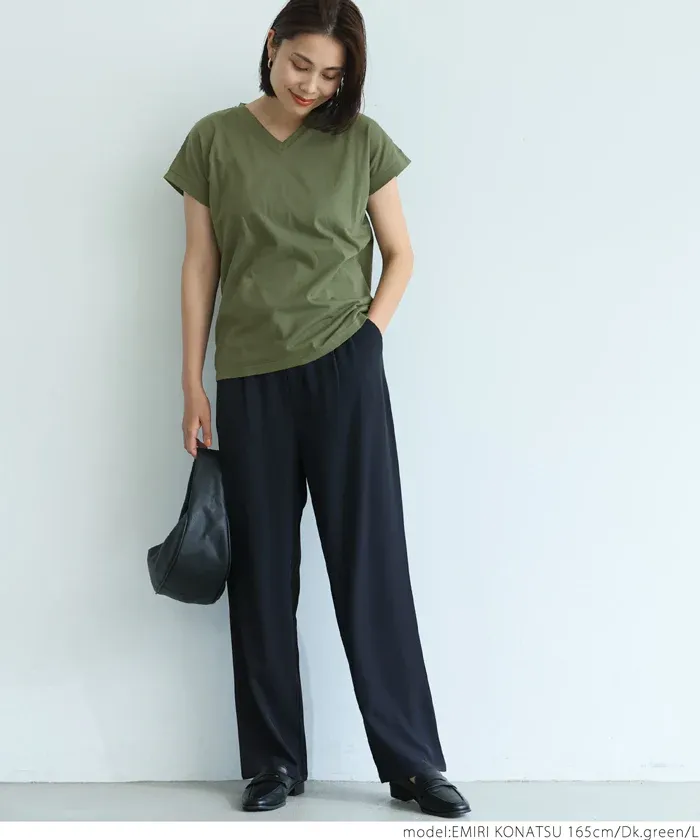 日本 COCA - 100%美國棉厚磅短袖上衣-V領-白