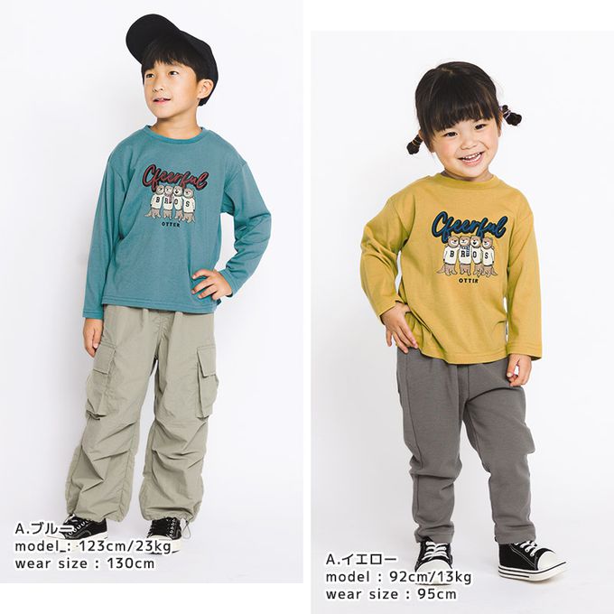 日本 ZOOLAND - [推薦]定番印花薄長袖上衣-漢堡走路-灰藍