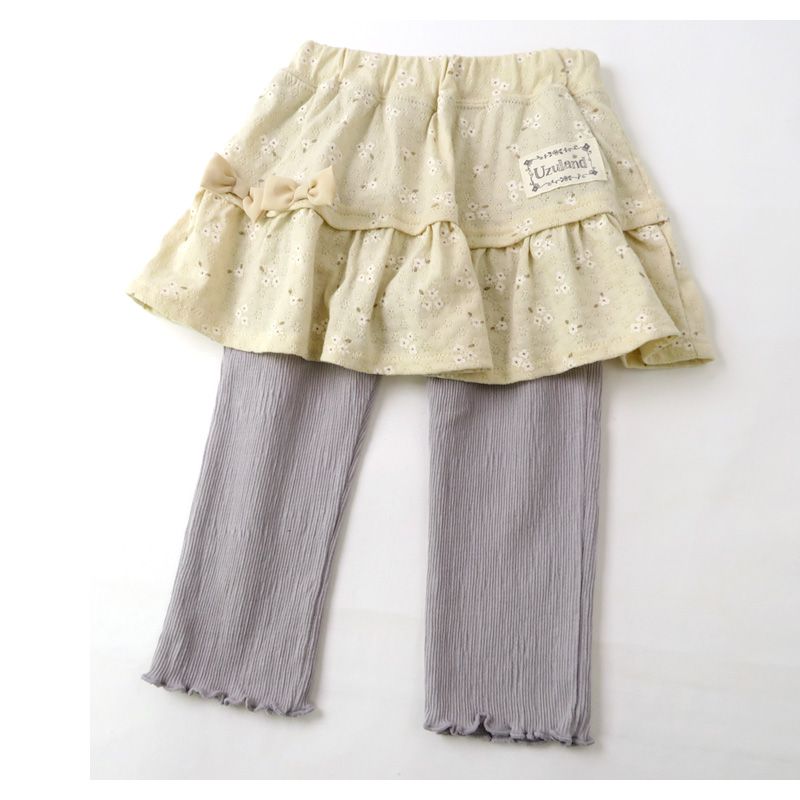 日本 ZOOLAND - 楊柳風內搭褲裙-小花-粉