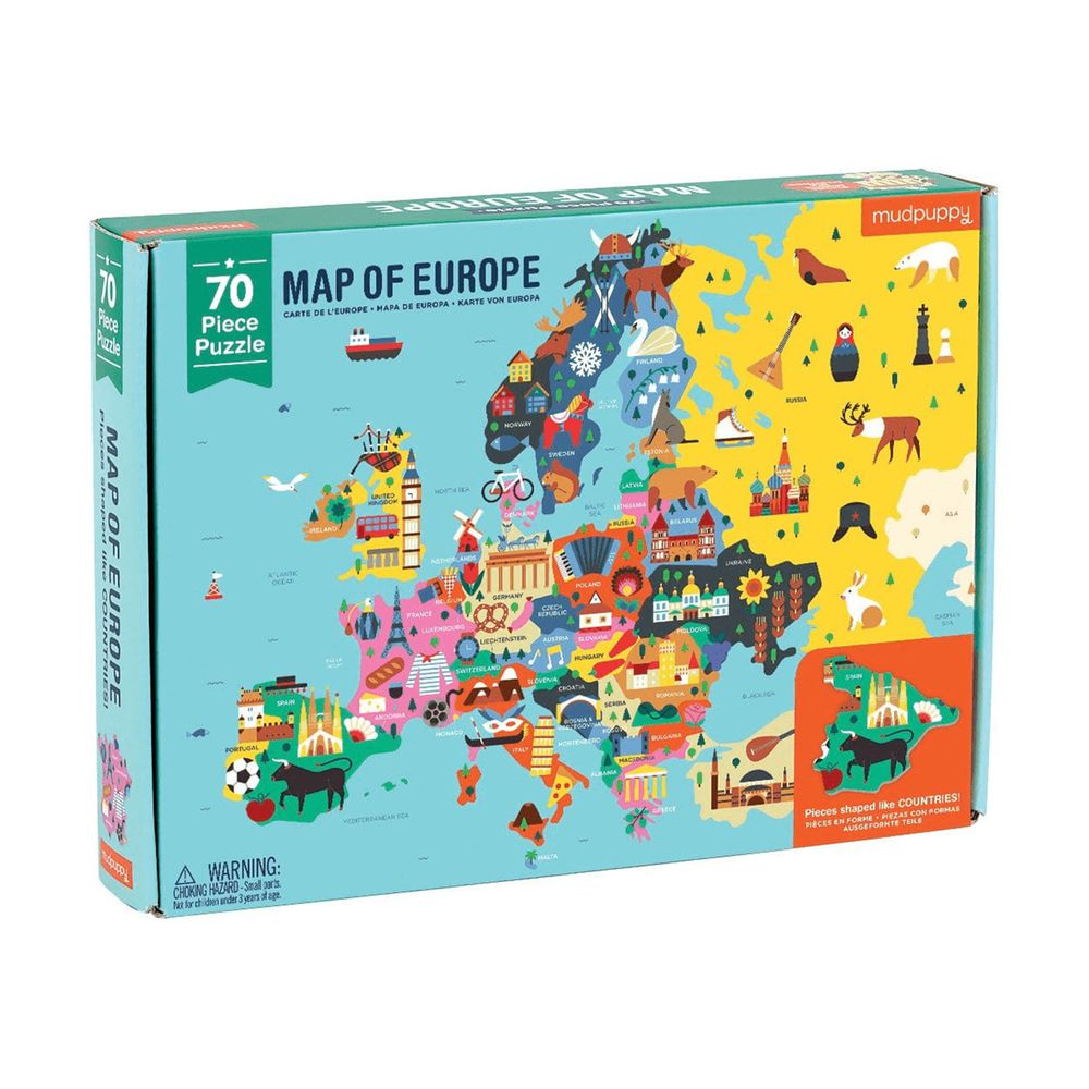 美國 mudpuppy - 地理拼圖-歐洲地圖-70片