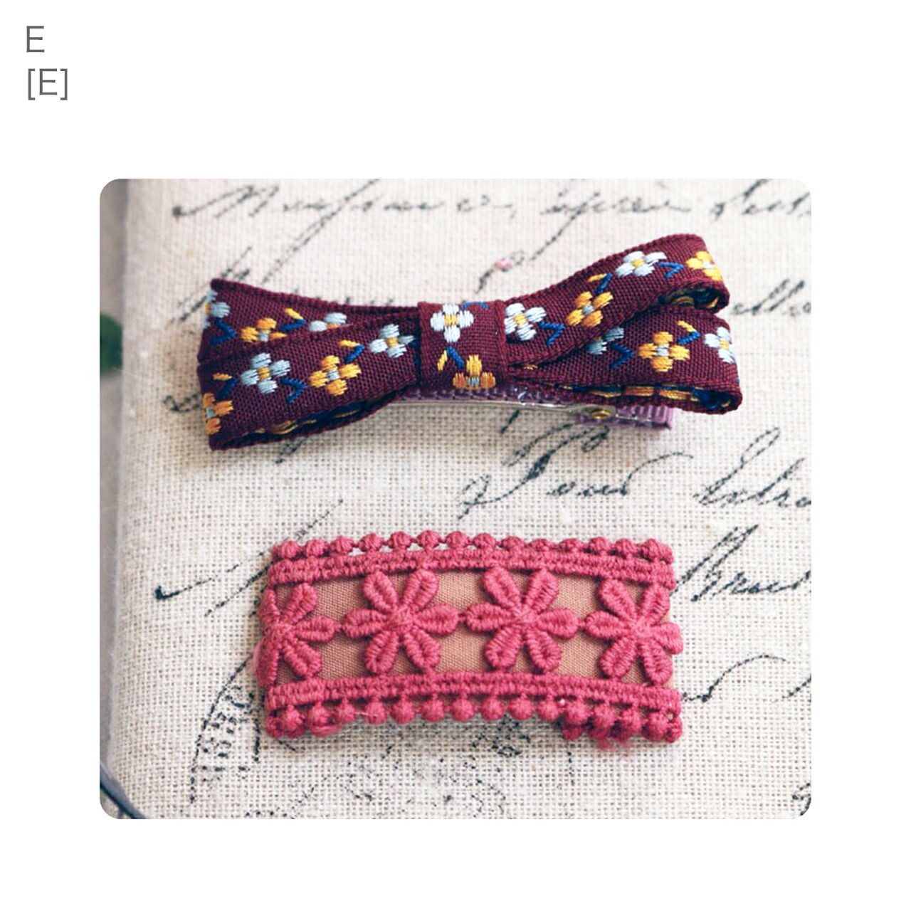 日本 Catherine Cottage - 蕾絲花朵配色可愛髮夾(2入組)-藍綠系