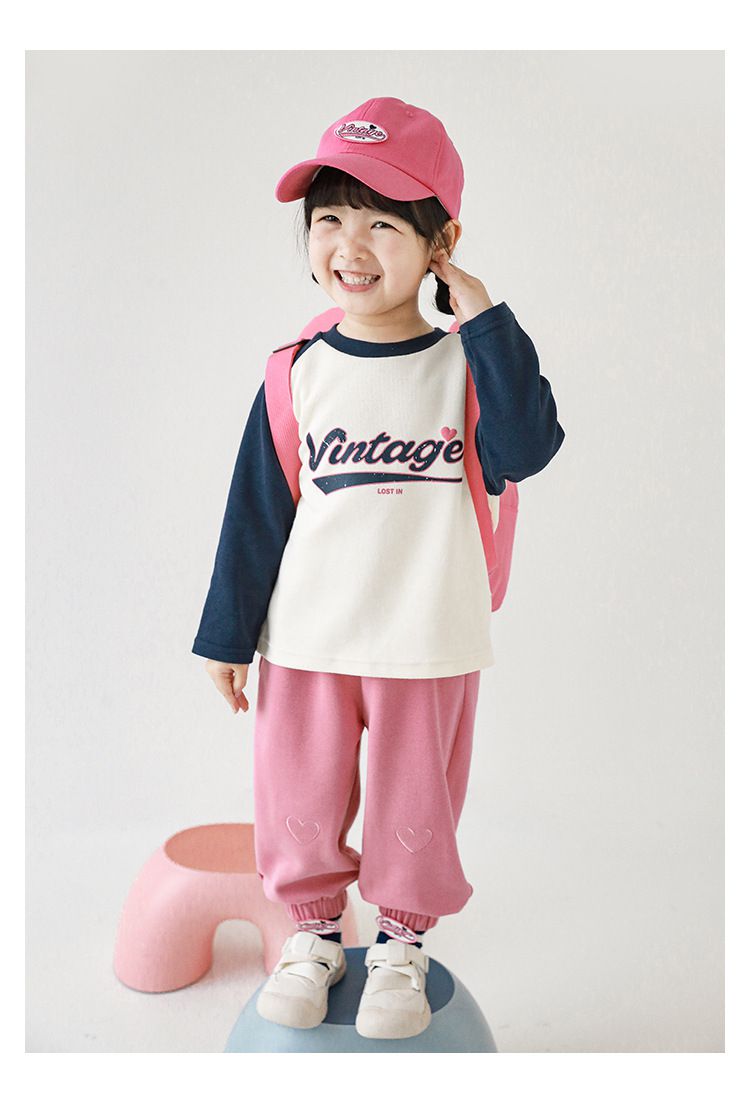 腰鬆緊百搭休閒束口長褲-愛心-粉色