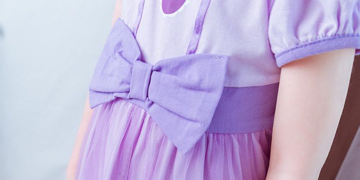 短袖造型公主裙-北歐藍黃色