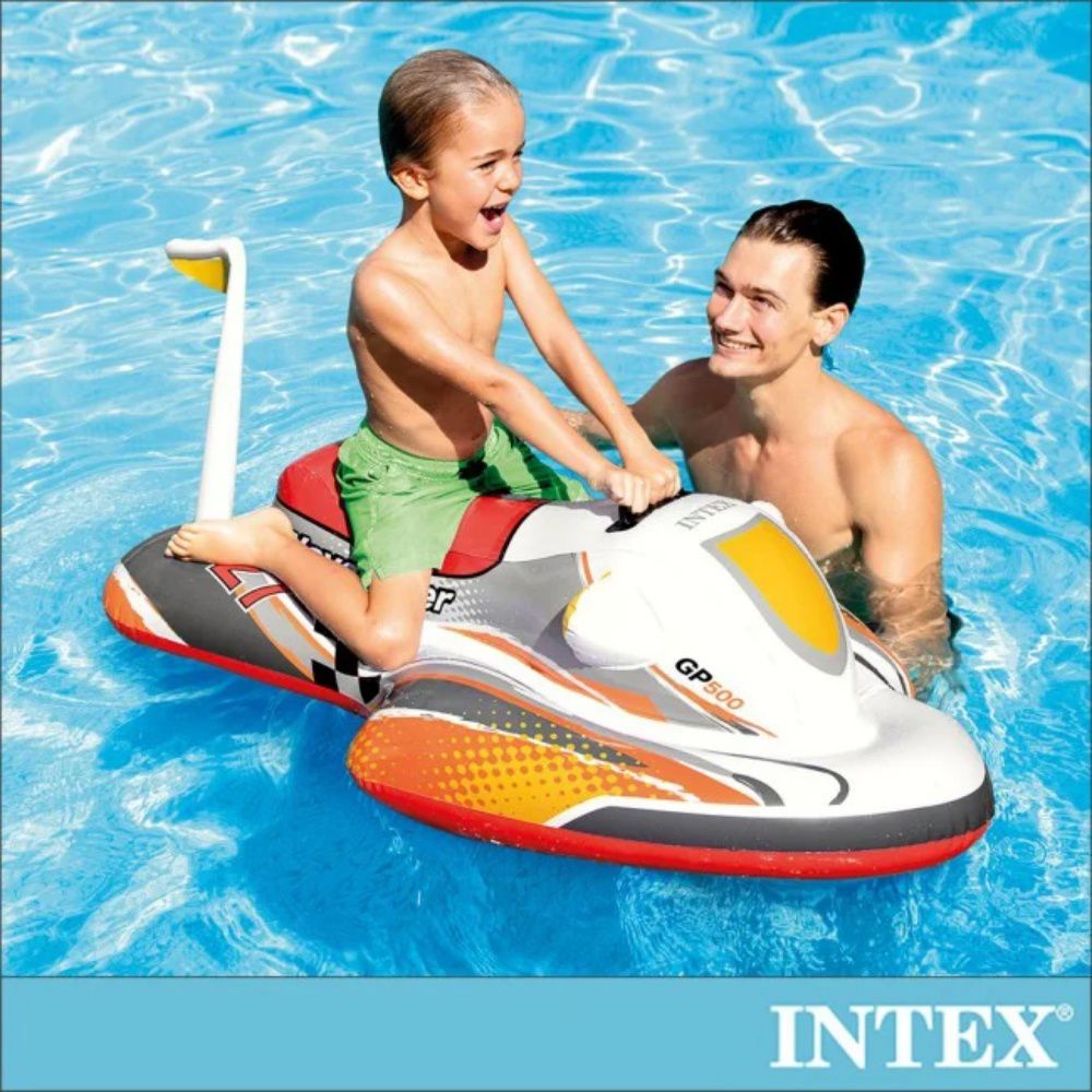 INTEX - 水上摩拖車造型充氣戲水玩具/浮排117x77cm 適3歲以上(57520)