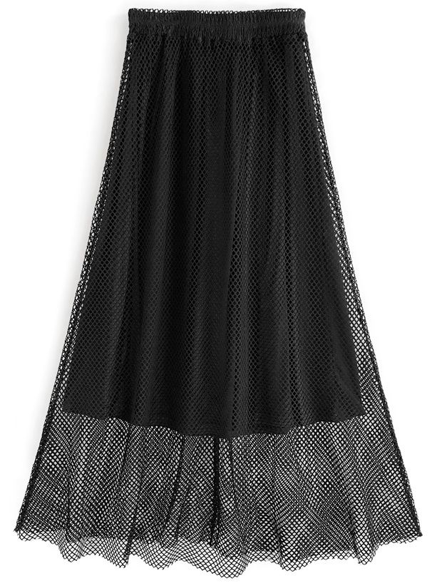 日本 GRL - 酷甜網紗拼接飄逸長裙-米杏 (F)