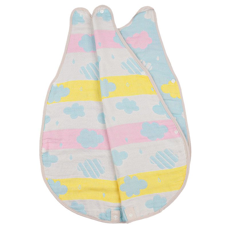 akachan honpo - 6層棉紗防踢被-雲-淺藍色