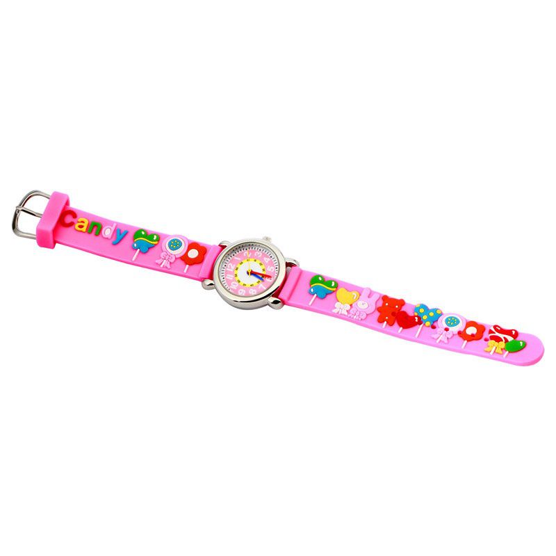 3D立體卡通兒童手錶-經典小圓錶-粉紅棒棒糖