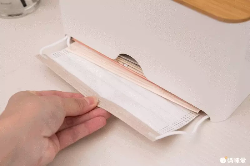 日式無印風口罩收納盒-竹板蓋款-白色 (12x23x13cm)