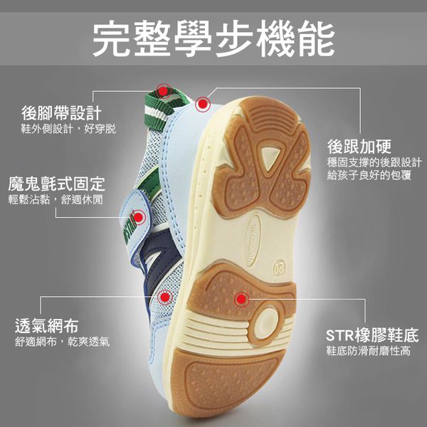 BABYVIEW - BABYVIEW活潑寶寶藍色透氣防滑寶寶學步鞋