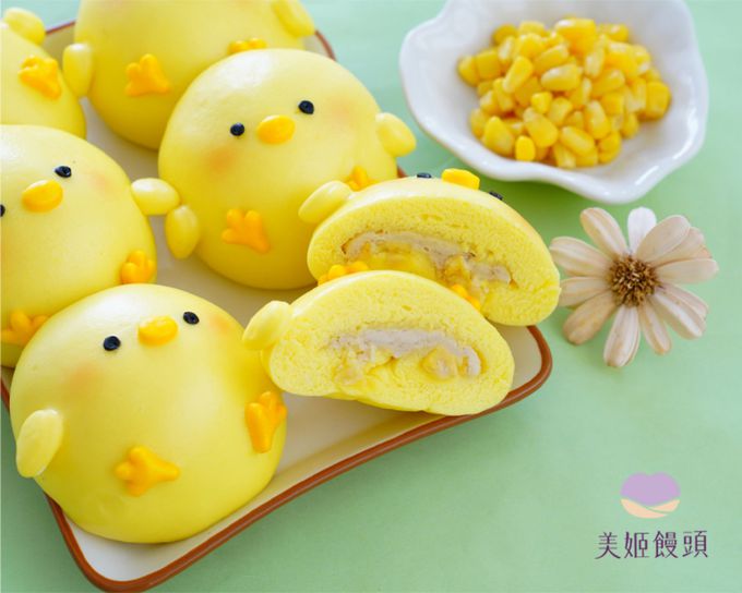 美姬饅頭 - 雞米花雞肉玉米粒鮮乳造型包子-6入
