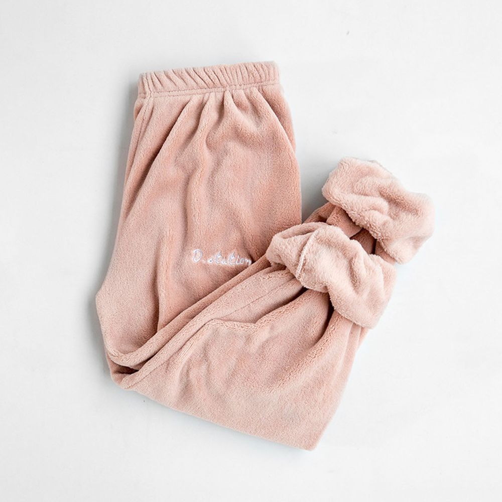 珊瑚絨暖暖家居長褲-粉色