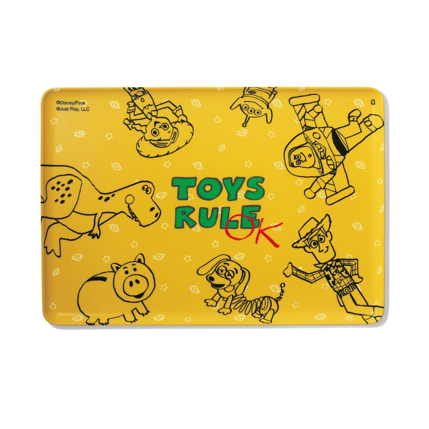 日本千趣會 - 日本製 迪士尼托盤(防滑加工)-維尼-黃藍格紋 (36x25x1.2cm)