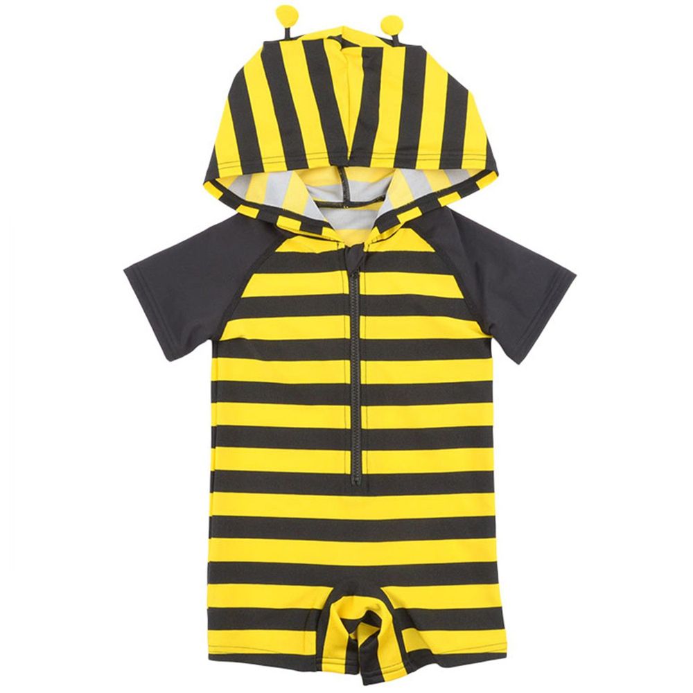 akachan honpo - 幼兒短袖連身泳衣-蜜蜂-黃色