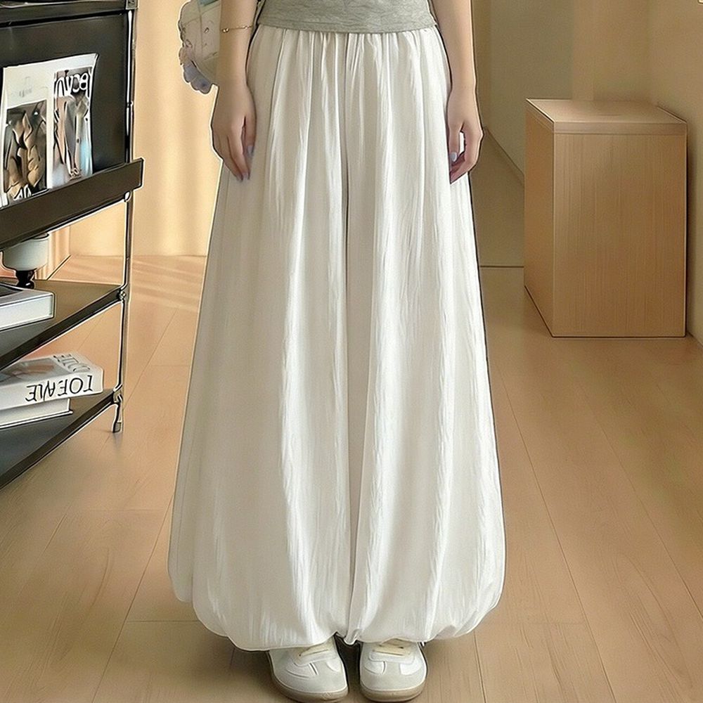 柔軟舒適顯瘦花苞裙褲-白