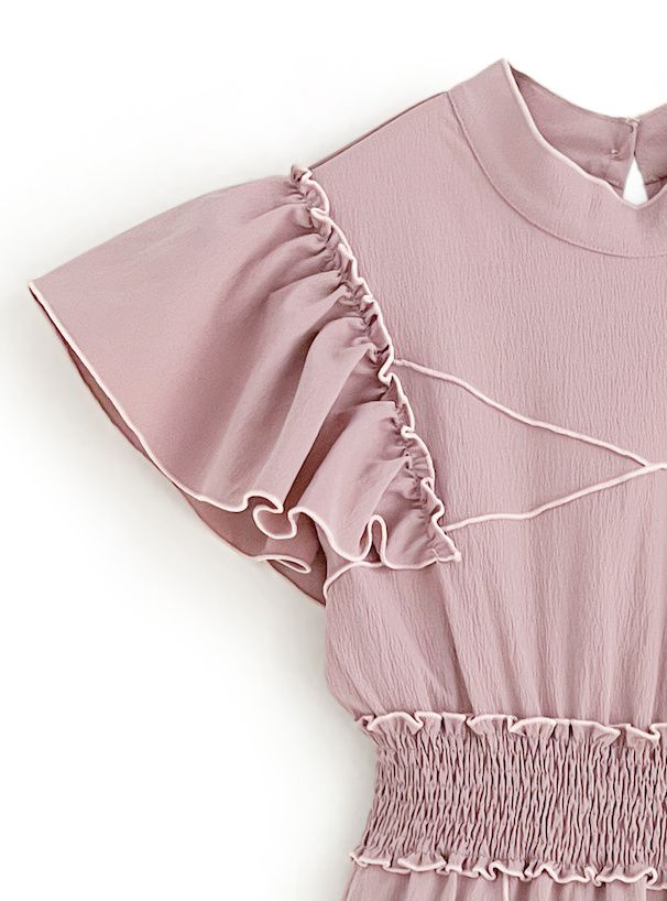 日本 GRL - 捲捲邊浪漫荷葉短袖洋裝-經典黑 (F)