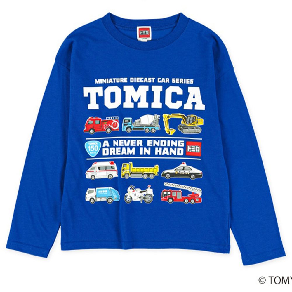 聯名款 印花長袖上衣-男孩最愛TOMICA-寶藍
