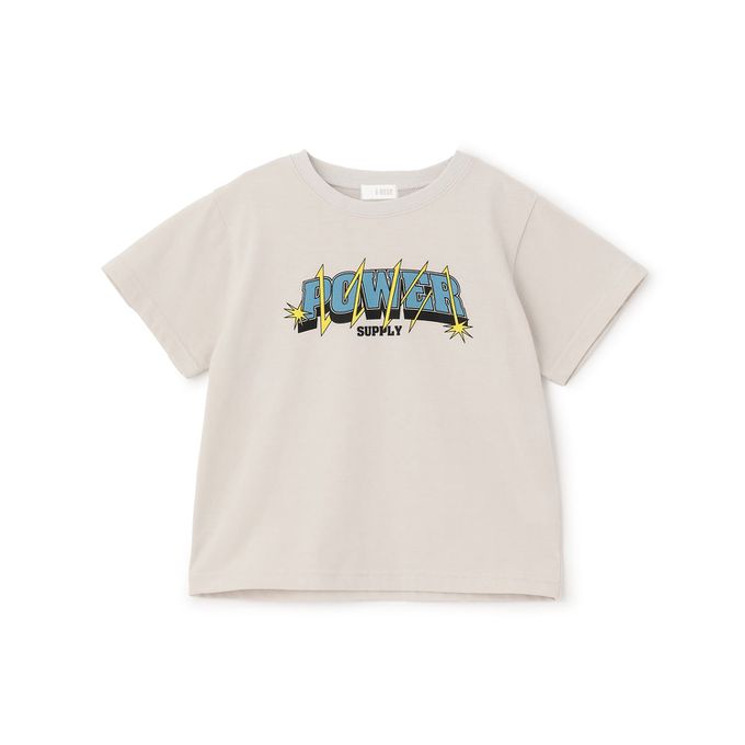 日本 b-ROOM - 防污速乾印花短袖上衣-英文logo-水藍