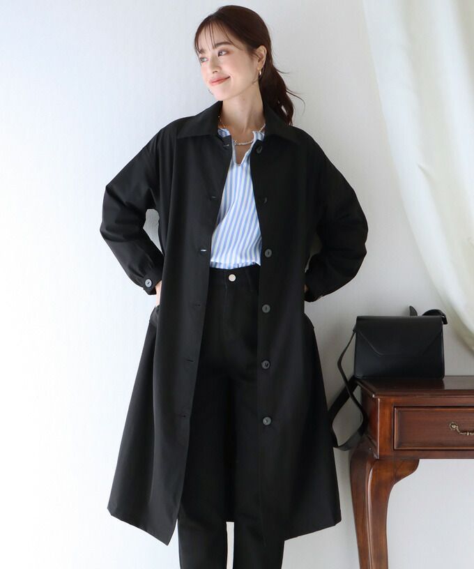 日本 BLUE EAST - 俐落簡約翻領長版風衣外套-灰