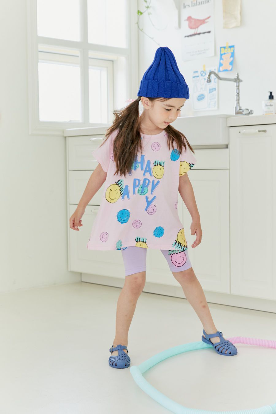 韓國 MINIATURE - HAPPY笑臉短袖上衣-粉紅