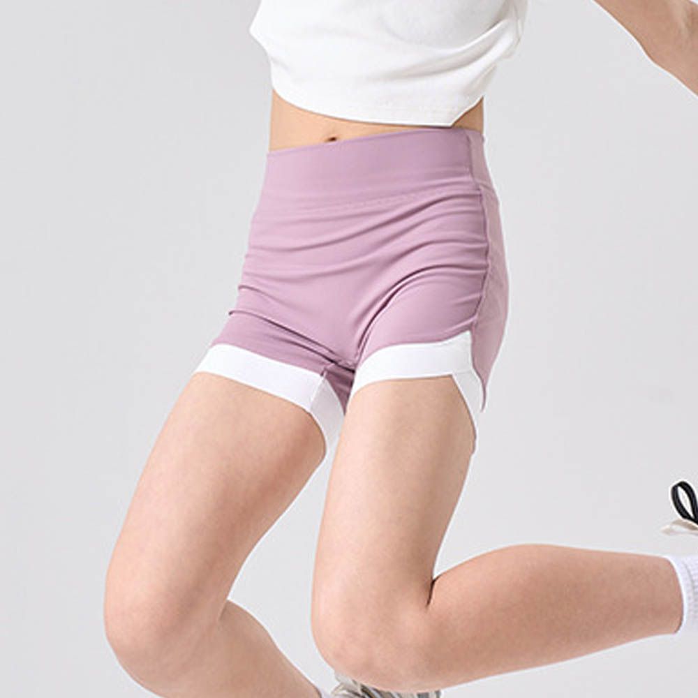 高彈三分內搭褲/瑜伽褲-紫色