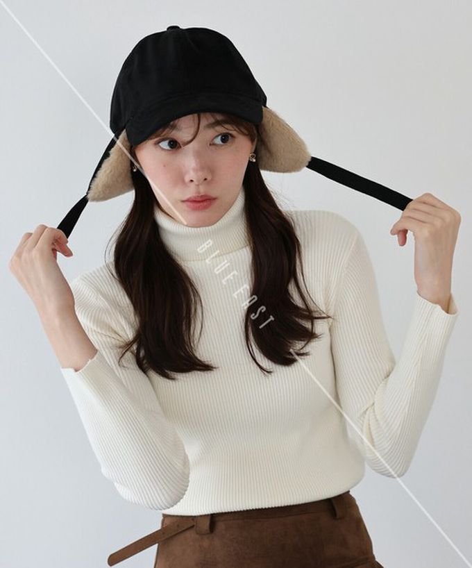 日本 BLUE EAST - 溫暖毛絨秋冬氛圍飛行帽-黑