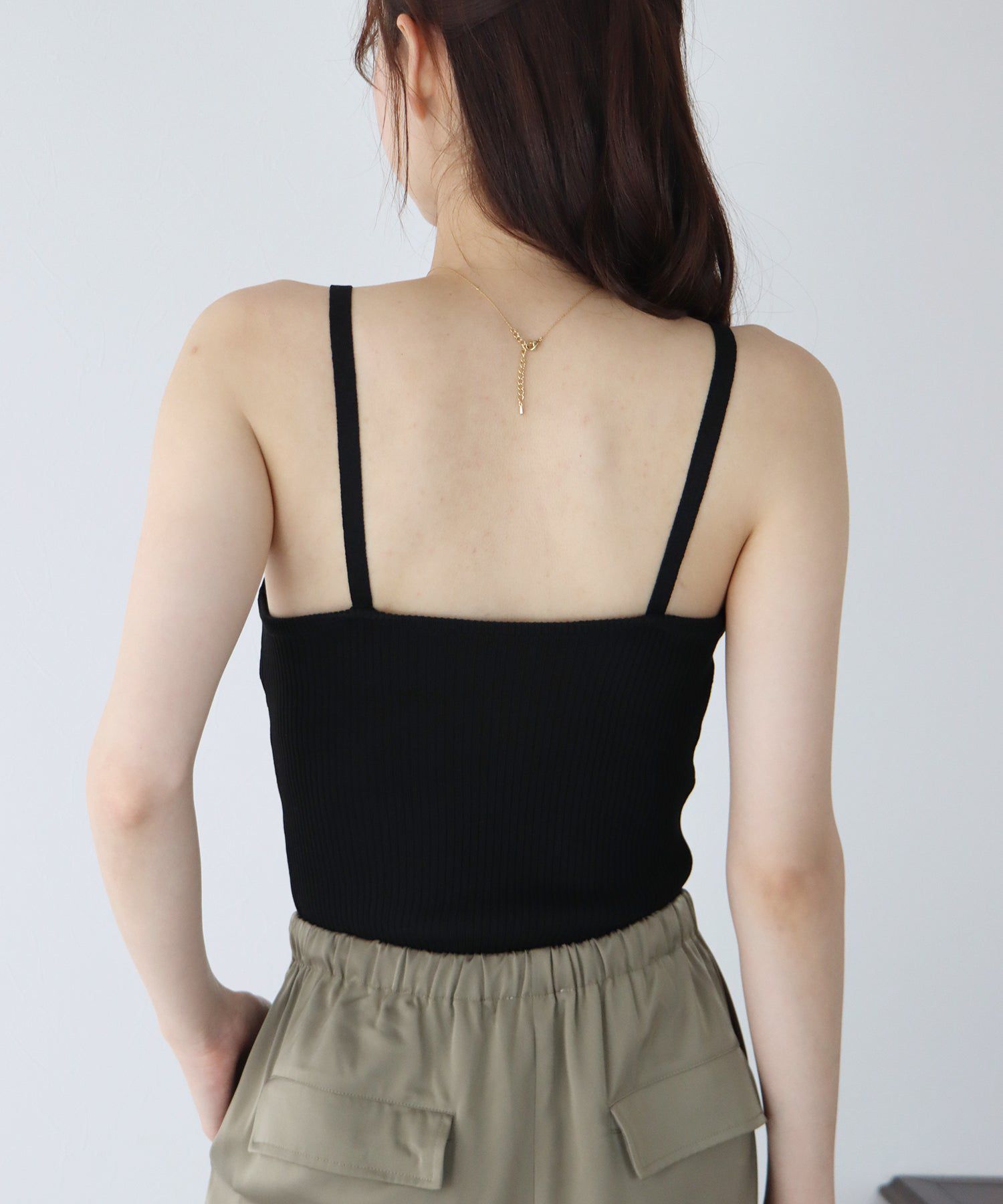 日本 BLUE EAST - 彈性羅紋無袖上衣/內搭-條紋-黑