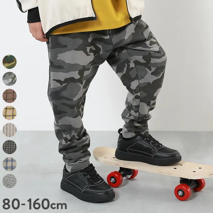 日本 devirock - 100%棉 活力休閒裏毛長褲-格紋-藍卡其