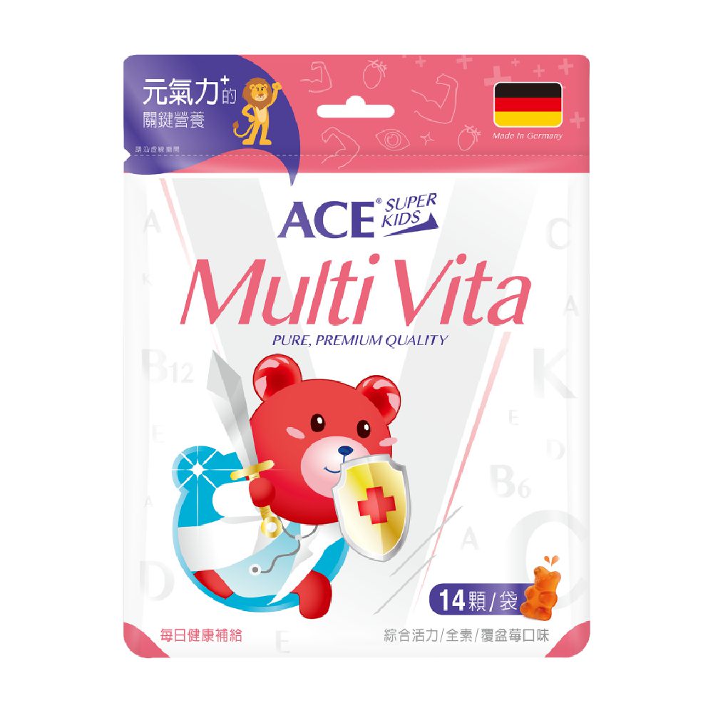 ACE - SUPER KIDS 機能Q Multi Vita綜合活力軟糖(賞味期限2024/8/16)-14顆/袋