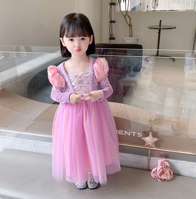 魔法公主長袖洋裝-紫色