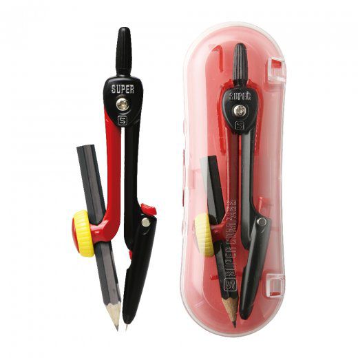 日本文具 SONIC - 可收針安全鉛筆圓規(附收納盒)-紅