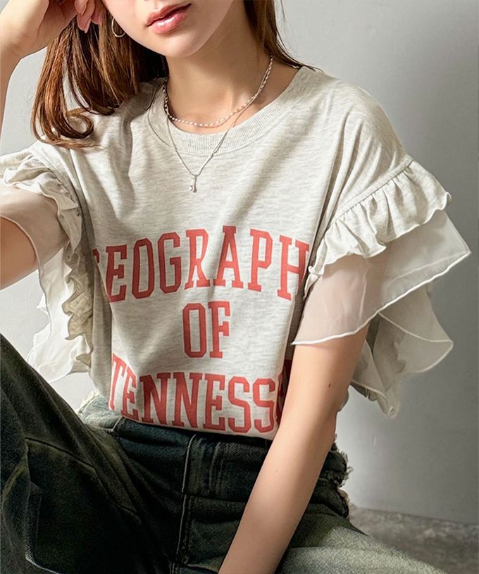 日本 Classical Elf - mily bilet 可愛學院風雙層荷葉短袖上衣-白