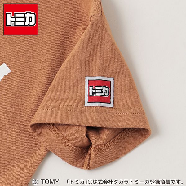 日本 petit main - TOMICA聯名 印花短袖上衣-漢堡車-摩卡