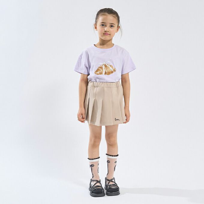 日本 Lycee mine - 100%棉 甜蜜印花短袖上衣-甜蜜點心-灰