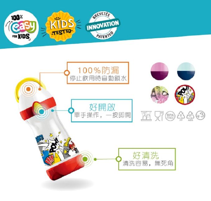 法國MAPED - 無吸管兒童概念水瓶-熱情紫-430ml