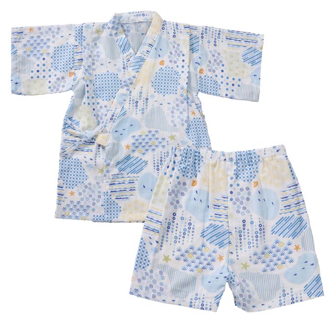 akachan honpo - 兩件式甚平-海-米白色