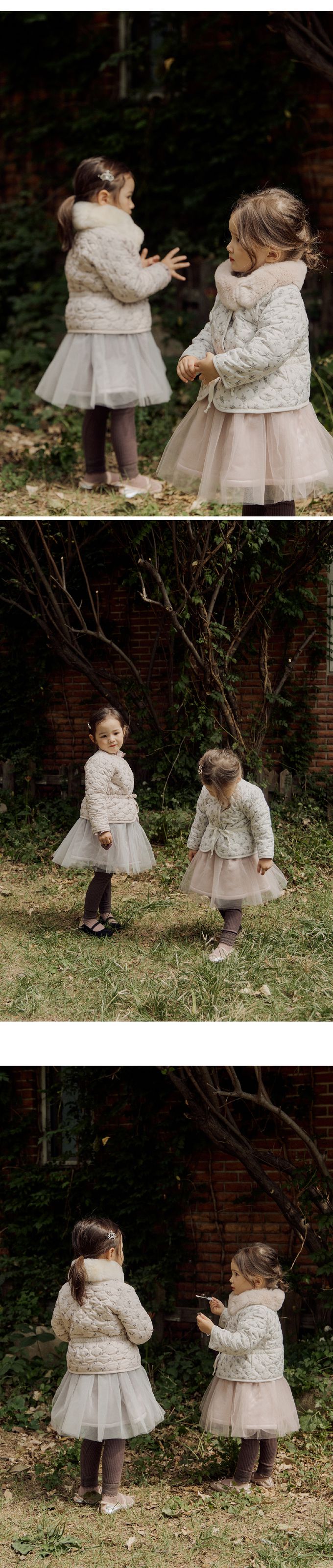 韓國 Puellaflo - 古典印花拼接蕾絲蓬蓬裙洋裝-鐵灰