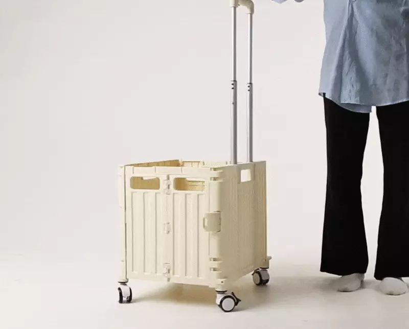 韓國 Damda - 【微瑕疵出清】四輪購物車-65L/承重60kg-米-42X37x45cm