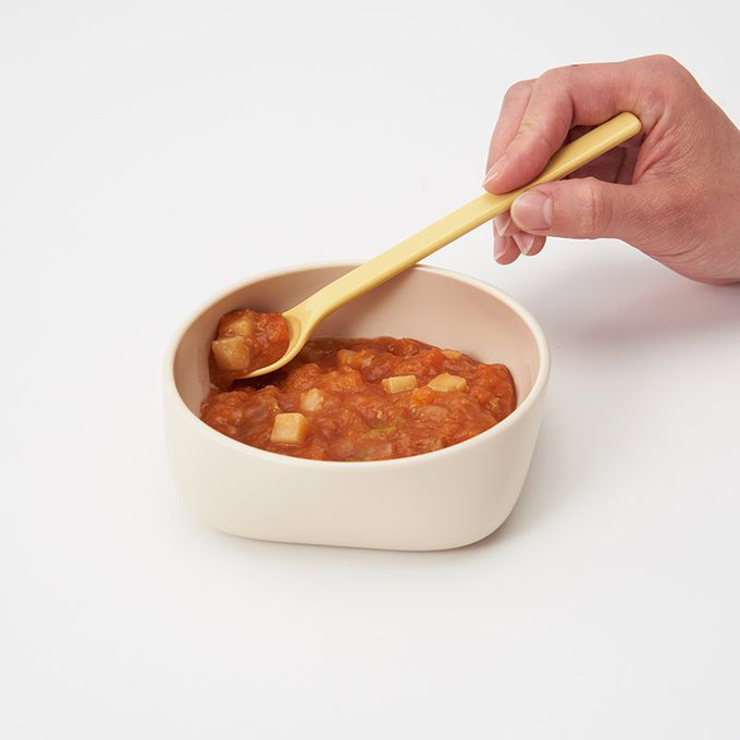 akachan honpo - 四邊有角易舀取！吃得乾乾淨淨 幼兒餐具-鮮奶白