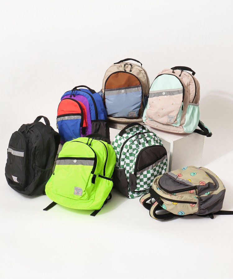 日本 BREEZE - 高機能輕量減壓設計兒童背包-白綠棋盤格 (33x24x13cm)