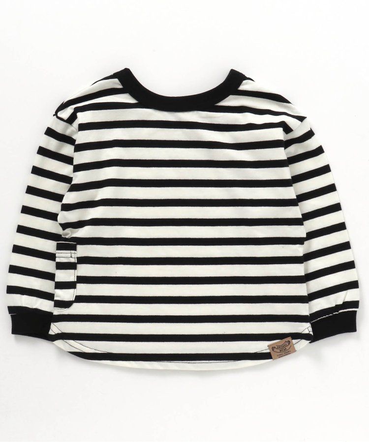 日本 BREEZE - 正反OK！圓領百搭長袖大學T-橫條紋-黑白
