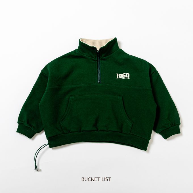 韓國 BUCKET LIST - 1960拉鏈領運動大學T-燕麥