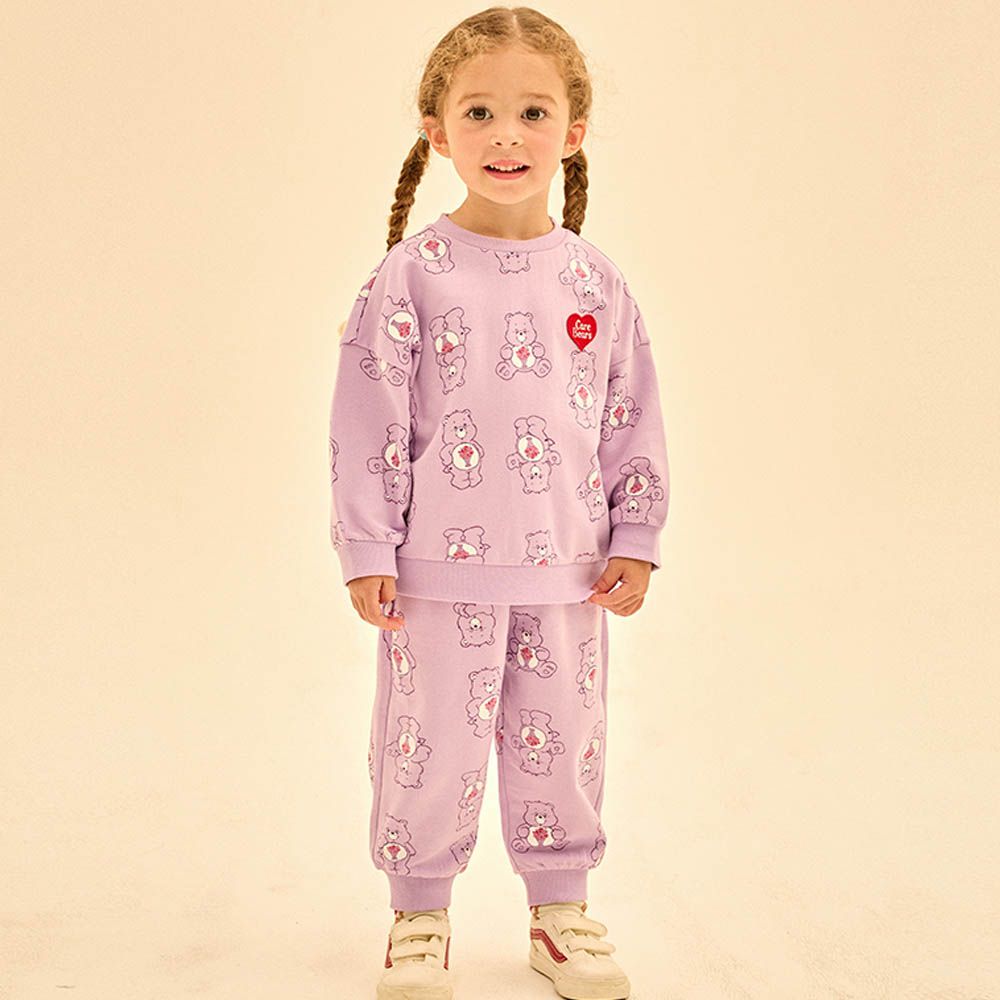 聯名款甜心奶昔熊長袖套裝-紫