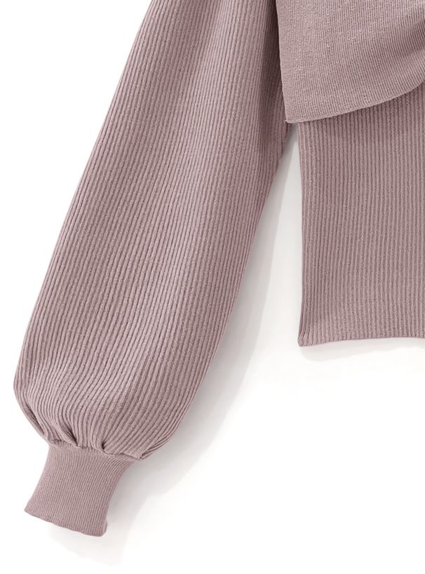 日本 GRL - 甜美V領抓皺羅紋彈性針織上衣-白