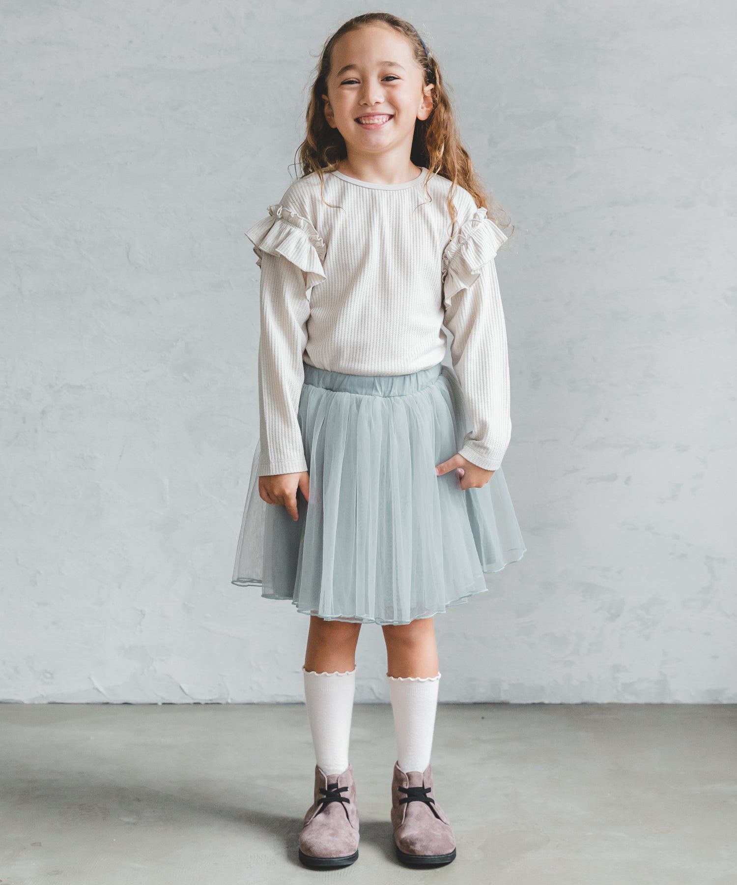 日本 PAIRMANON - 小精靈薄紗澎澎裙(附安全褲)-淺灰