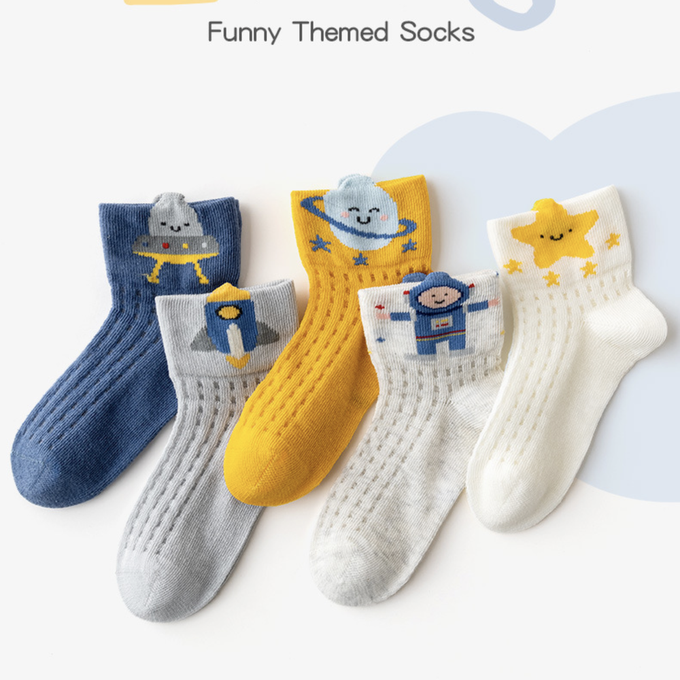 love, charlotte - 太空漫步網眼短筒棉襪-5 雙一組