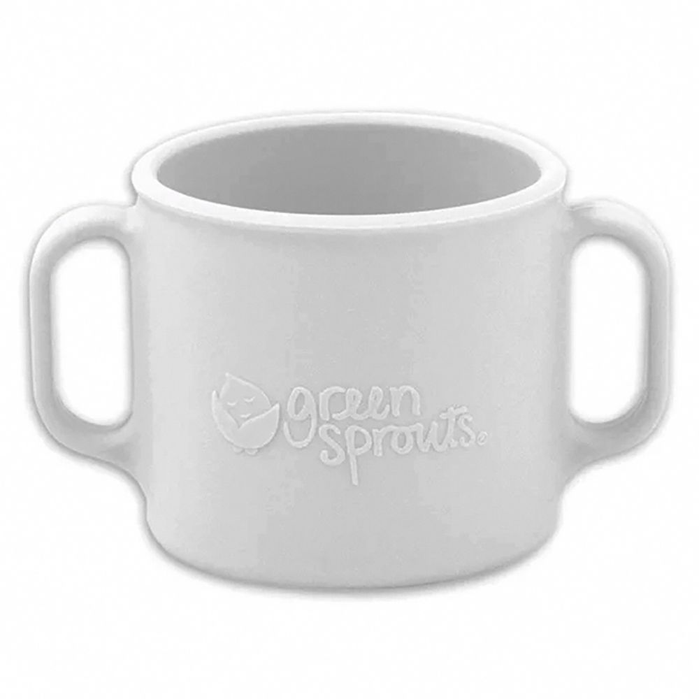 美國 green sprouts - 小綠芽超防滑寶寶學習喝水矽膠耐熱學習杯-純白